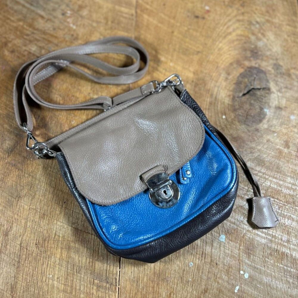 Roots colorblock leather handbag - crossbody - blue, tan, black
